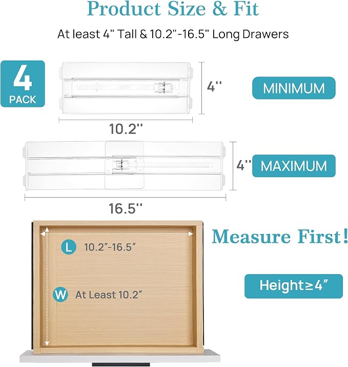 Vtopmart 4 Pack Drawer Dividers - Image 2