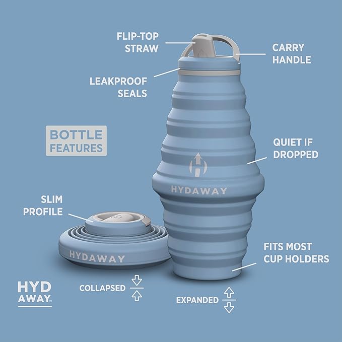 HYDAWAY 25oz Collapsible Water Bottle - BPA-Free, Leakproof, Lightweight, and Space-Saving - Perfect for Hiking, Travel, and All-Day Hydration