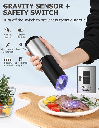 innhom Gravity Electric Salt and Pepper Grinder Set Battery Operated Salt - Image 3