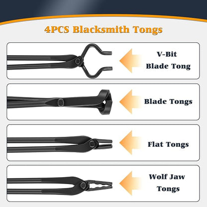 Blacksmith Tongs Knife Making Tongs Set V-Bit Blade Tongs, Flat Tongs, Blade - Image 2
