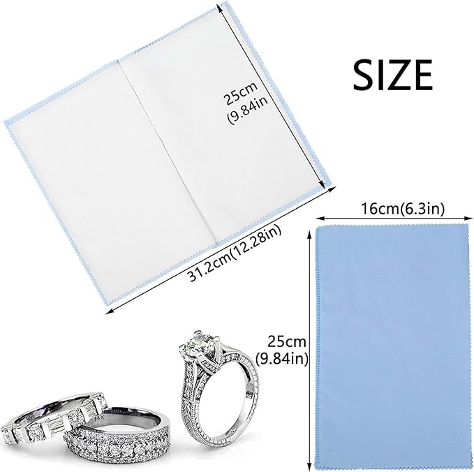 SEVENWELL Silver Polishing Cloth, Jewelry Cleaner Cloth for Sterling Silver Jewelry, Gold, Platinum, Silverware, Diamonds, Gemstones, Coins (Blue)