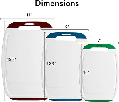 Neoflam Microban Antimicrobial Plastic Cutting Board 3 Sets, BPA Free, Non-Slip - Image 6