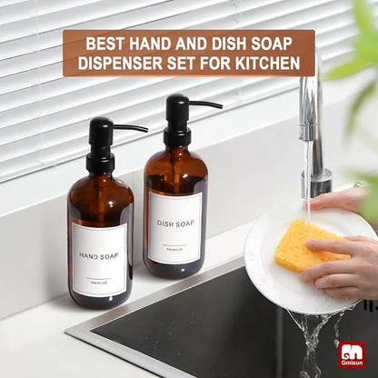 GMISUN Amber Glass Soap Dispenser, 2 Pack Bathroom Hand Soap Dispensers - Image 7