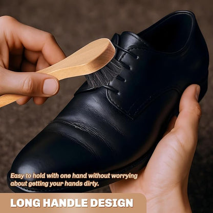 2 Pcs Horsehair Shine Shoes Brush Kit Polish Dauber Applicators Cleaning - Image 4
