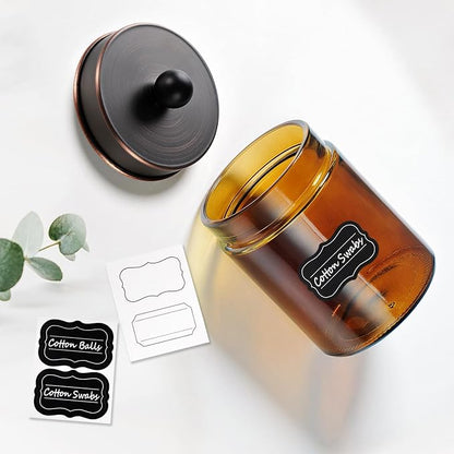 Amolliar Amber Glass Qtip Holder, Apothecary Jars - Image 4