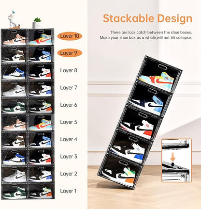 New 8 Pack Shoe Boxes Stackable, Large Shoe Storage Organizer - Image 6