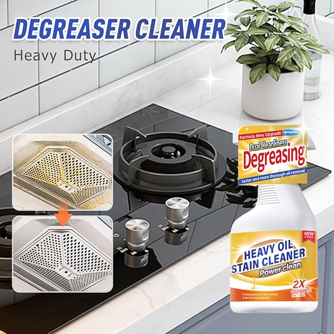 Kitchen Heavy Oil Cleaner, 2025 Newly Upgraded Heavy Duty Oil Stain Remover, 500 ML Multipurpose Cleaner Spray, Kitchen Degreaser Spray for Stovetops, Ovens, Range Hoods (1)