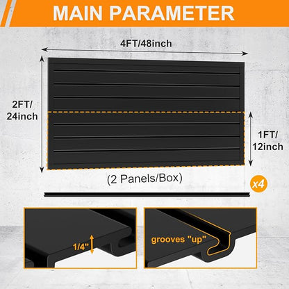 DoCred Slatwall Paneling Organizer, 4x2 FT PVC Garage Slat Wall Storage Systems - Image 3