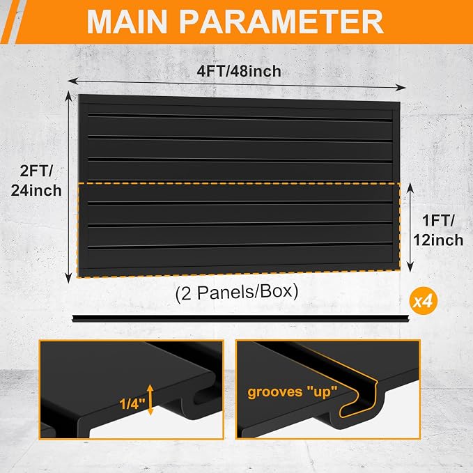 DoCred Slatwall Paneling Organizer, 4x2 FT PVC Garage Slat Wall Storage Systems - Image 2