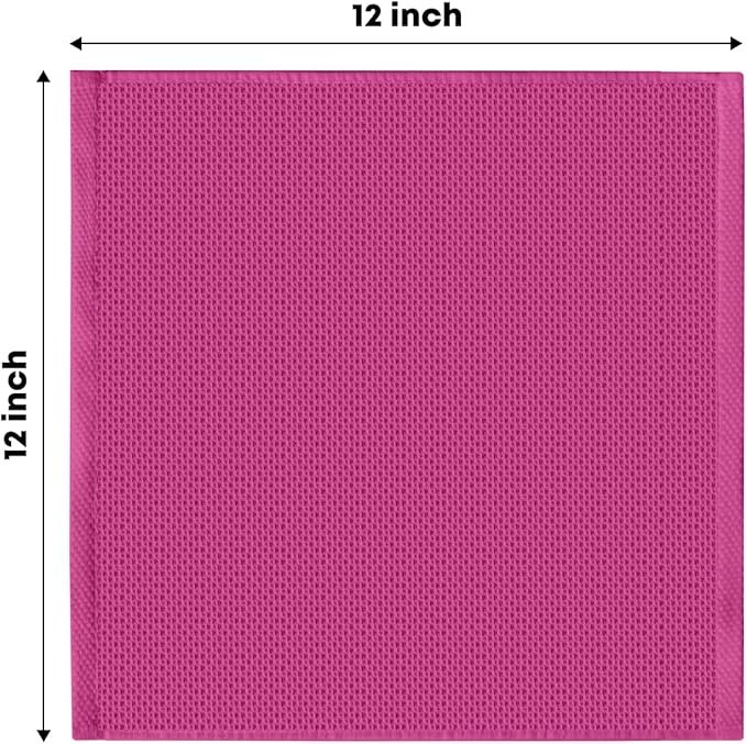 Artoid Mode 100% Cotton Rose Red Waffle Weave Kitchen Dish Cloths, 12x12 Inch Ultra Soft Absorbent Quick Drying Kitchen Dish Towels Set of 6