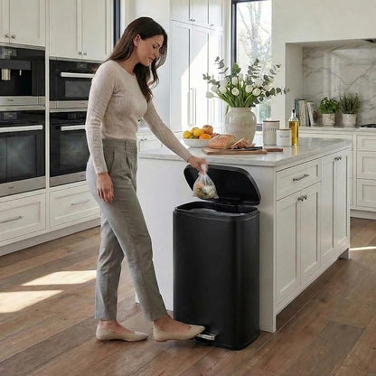 13.2 Gal Kitchen Trash Can, 50L Recycling or Garbage Bin, Brushed Stainless - Image 9