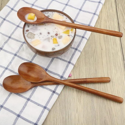 ADLORYEA Wooden Spoons, 6 Pieces 9 Inch Wood Soup Spoons - Image 6