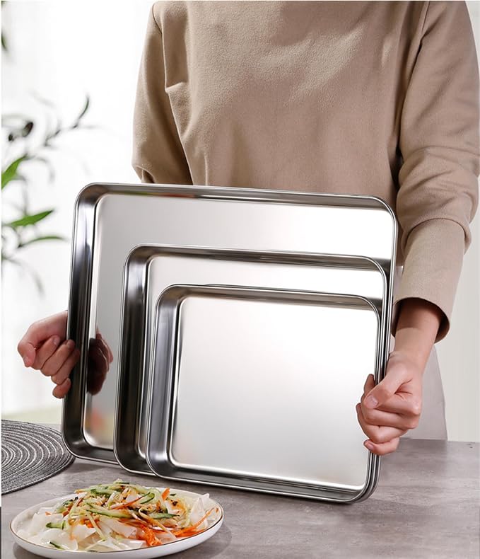 Small Cookie Baking Sheet Pans Stainless Steel 304 Little Serving Tray 10.4 - Image 7