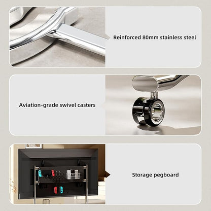 Stainless Steel Art Rolling TV Cart, Mobile TV Stand - Image 4