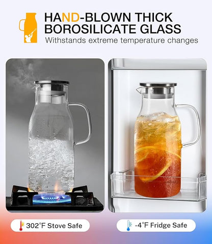 LUNA&MANTHA 2 Pack 2 Liter 68 oz Glass Pitcher - Image 4