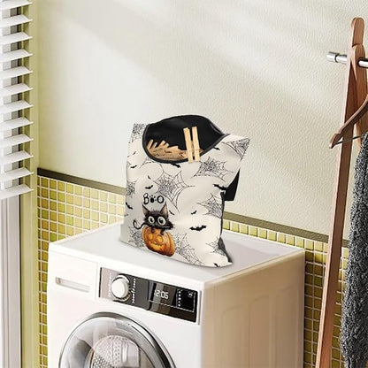 Cute Cat Space-Saving Laundry Clothespin Bag Pumpkin Waterproof Polyester - Image 3