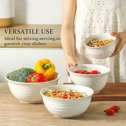 Hasense Ceramic Mixing Bowls, 2.1/1.5/1.0/0.5 Qt, Nesting Bowls - Image 3