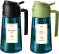 TrendPlain 16oz/470ml Blue Glass Olive Oil Sprayer for Cooking - 2 in 1 Olive Oil Dispenser for Kitchen Gadgets, Air Fryer, Salad, and BBQ - Black & Green