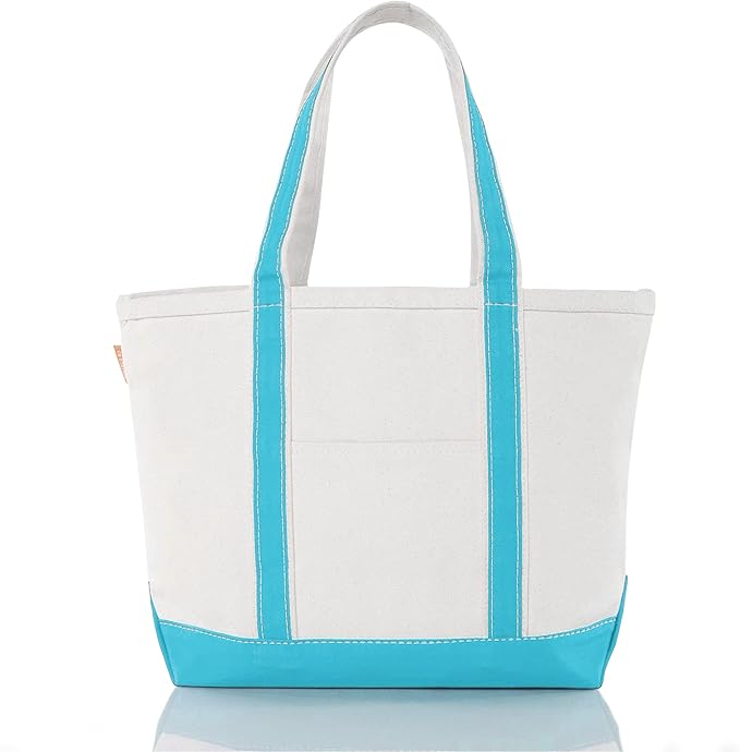 CB STATION Medium Classic Canvas Tote Bag for Women, Top Zipper Closure, Outer Pocket, Daily Essentials, Groceries, Traveling