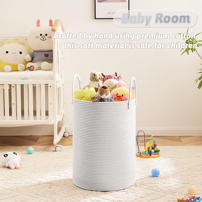 Laundry Basket, Woven Cotton Rope Laundry Hamper, 100L - Image 4