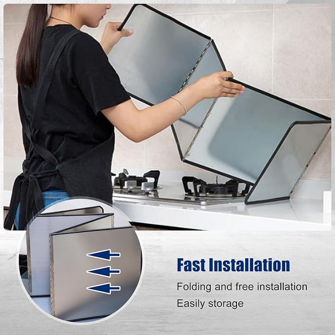 4 Sided Splatter Guard, Foldable Stainless Steel Oil Splatter Screens, Oil - Image 7