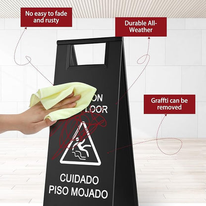 8 Pcs 24 Inch Stainless Steel Wet Floor Sign 8.8 Pound Caution Wet Floor Sign - Image 3