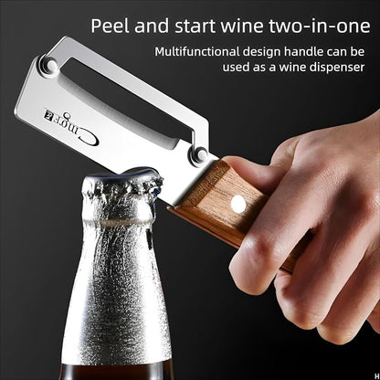 Premium Vegetable Peeler with Wooden Handle and Bottle Opener Stainless Steel - Image 5