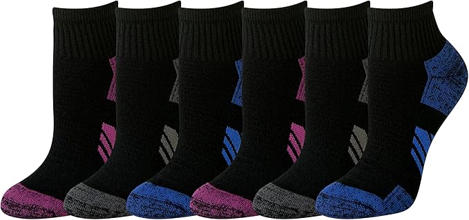 Amazon Essentials Ankle Compression Socks for Women, Breathable, Athletic, Cotton Blend, Cushioned, 6 Pairs