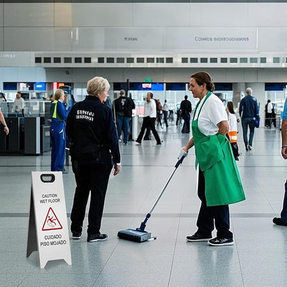 2 Pcs 24 Inch Stainless Steel Wet Floor Sign, Heavy Duty Caution Wet Floor Sign - Image 5