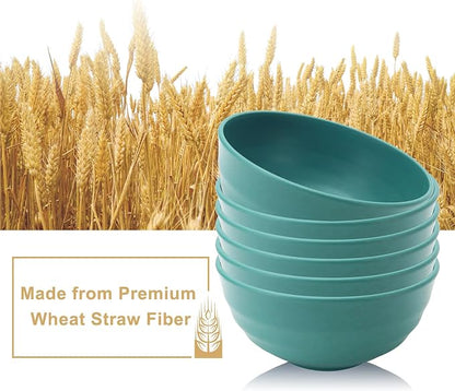 Wheat Straw Large Bowls 60 OZ, Popcorn bowl Bowls Set of 6, Unbreakable and - Image 3