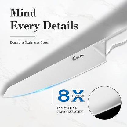 Knife Block Set, Japanese Stainless Steel Kitchen Knife Set - Image 3