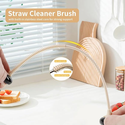 2Pcs Silicone Straw Cleaner Brush, 9.84in Reusable Straw Cleaner - Image 3