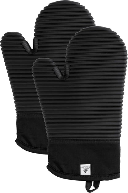 Extra Long Silicone Oven Mitts | Heat Resistant 500°F BPA-Free Food Grade by AH+Artisan+Home