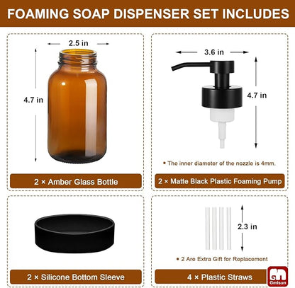 GMISUN Amber Foam Soap Dispenser, 8.5 Fl oz Amber Glass Foaming Hand Soap - Image 7