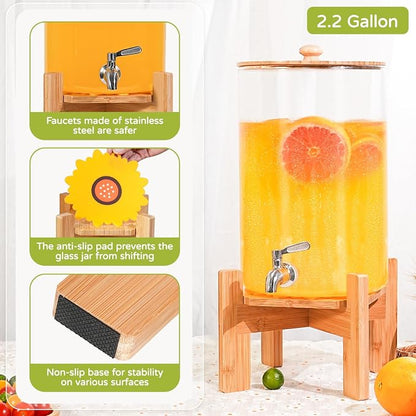 MOBYKE 2.2 Gallon Drink dispenser, Large Water Glass Beverage Dispenser - Image 2