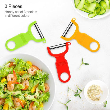 Original Vegetable Fruit Peeler Carbon Steel Blade 3 Pack Red/Green/Yellow… - Image 2