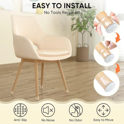 BALEINE 24 Pack Silicone Chair Leg Floor Protectors, Stool Leg Protectors Cap - Image 5