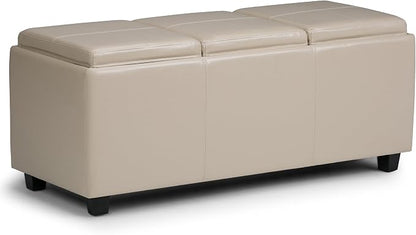 SIMPLIHOME Avalon 42 inch Wide Contemporary Rectangle Storage Ottoman in Satin by SimpliHome