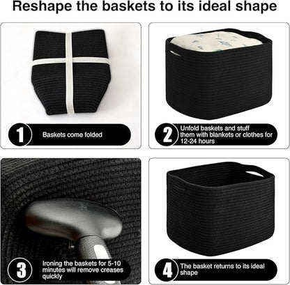 Storage Baskets for Organizing & Shelves, Woven Cotton Rope Organization Bins - Image 7