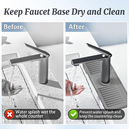 PoYang 14.6 inch Faucet Mat for Kitchen Sink Splash Guard, 7° Slope Silicone - Image 7