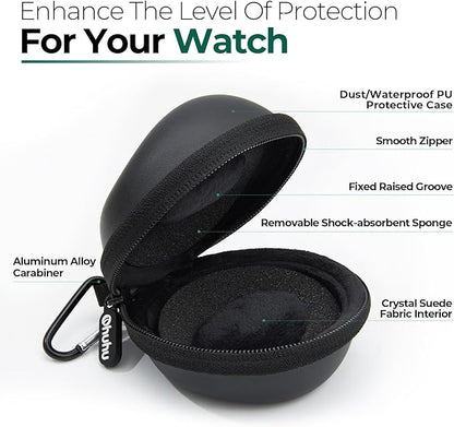 Ohuhu Watch Travel Case for Men Portable Single Watch Box and Storage Organizer for Wristwatches and Smart Watches Heightened Version up to 56mm Men Women for lover Fathers Day