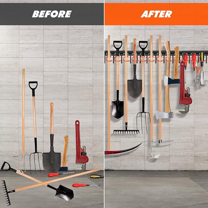 68'' All Metal Garden Tool Organizer Wall Mount Garage Tool Organizers and - Image 4