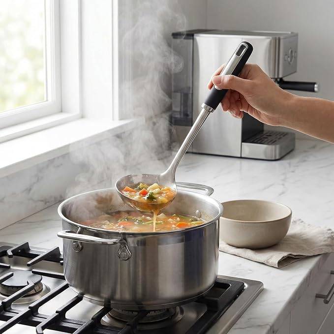 Cooking Utensil Set, Stainless Steel Kitchen Tools Include Solid & Slotted - Image 6