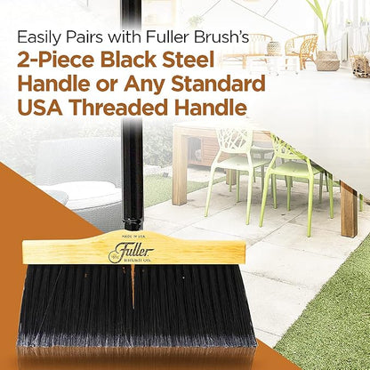 12” Upright Broom with 2 Piece Black Steel Threaded Handle - Image 6