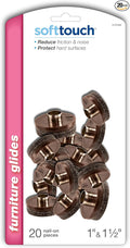 Nail-on, Heavy Duty Felt Pads for Wood Furniture and Hard Surfaces Value Pack (20 piece) - Walnut Brown, Round 1" in & 1.5" in