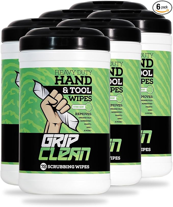 Grip Clean Heavy Duty Hand & Tool Cleaning Wipes – Waterless Hand Cleaner by GripClean