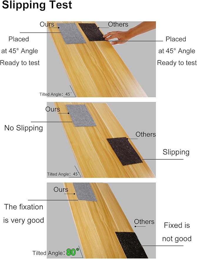 Non Slip Rug Pad Grippers - Square 4x4, 1/8" Thick, (Felt + Rubber) Double Layers Area Carpet Mat Tap, Provides Protection and Cushioning for Hardwood or Tile Floors