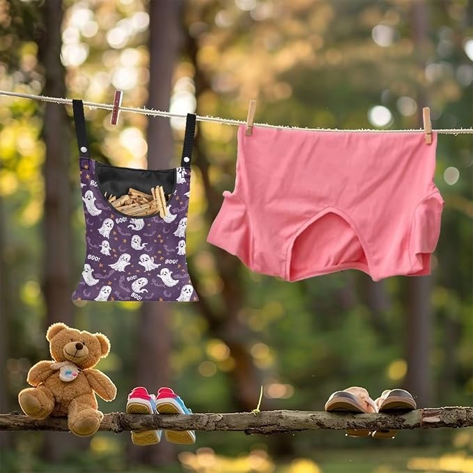 Cute Ghost Clothespin Storage Hanger Bags Laundry Clothespin Bag - Image 4