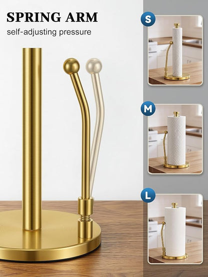 SMARTAKE Paper Towel Holder, Paper Towel Dispenser Standing Weighted Base Non - Image 2