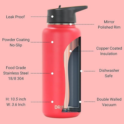 DRINCO Stainless Steel Water Bottle Spout Lid Vacuum Insulated Double Wall - Image 4